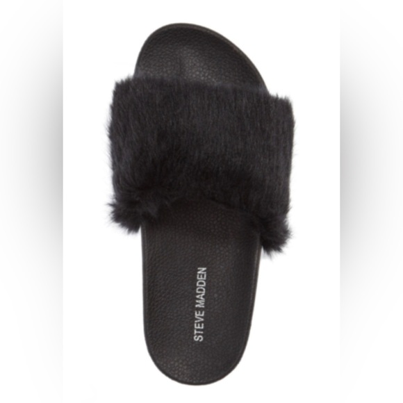 Steve Madden Fuzzy Slides - Picture 1 of 4